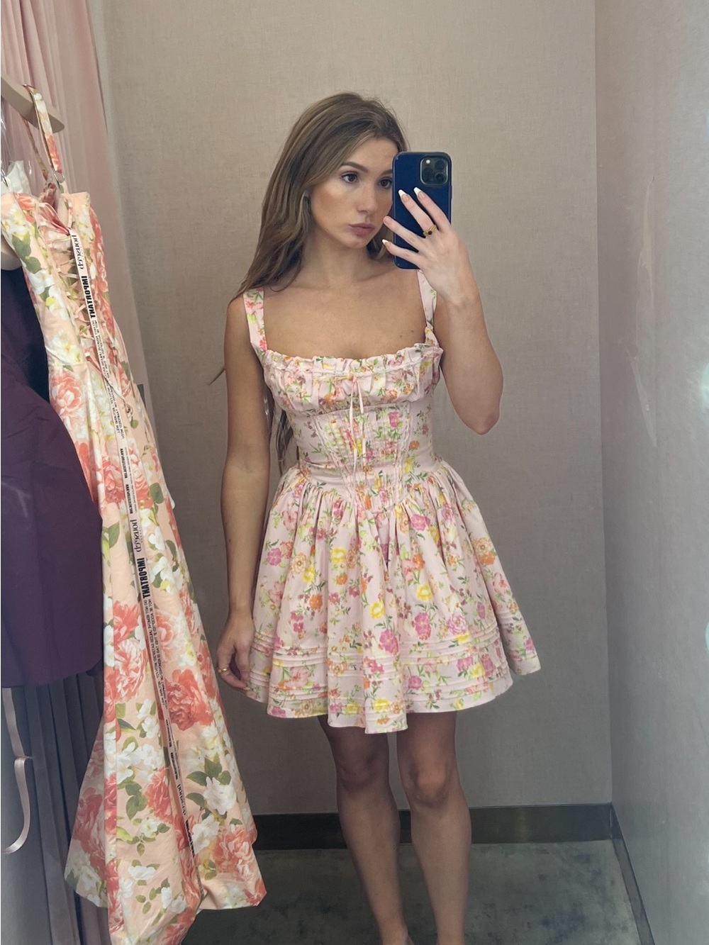 House of CB Natassia- Pink Floral Mini Dress